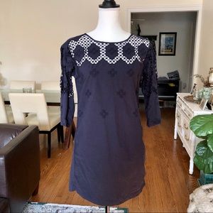 Navy Crochet 100% Cotton Loft Dress small petite